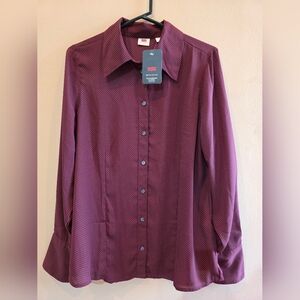 Levi's Women Burgundy Patterned Button-Up Shirt SizeL NWT
